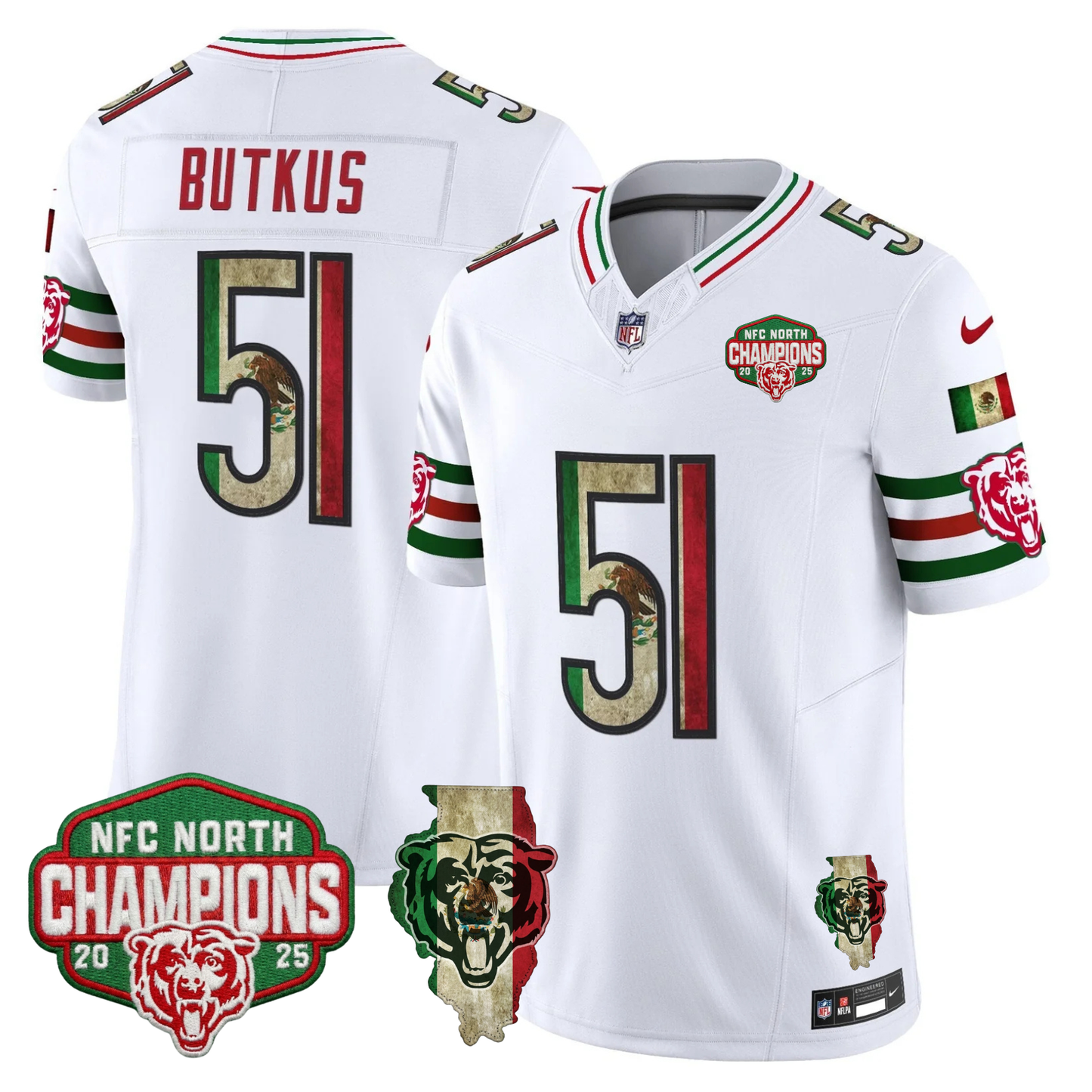 CHI Mexico NFC North Champions 2025 Patch Limited Jersey - Stitched