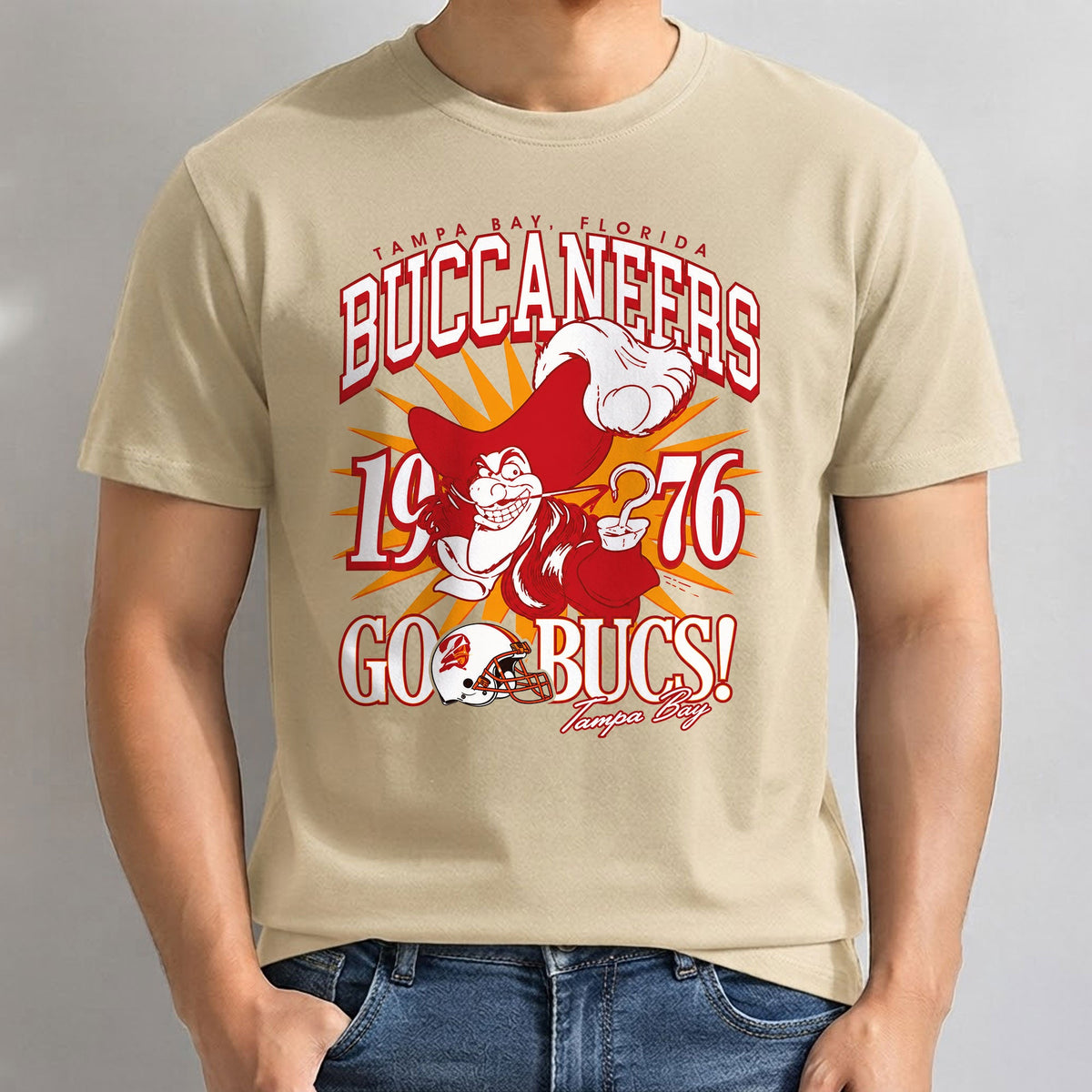 Tampa Bay Buccaneers x Red Coat Captain Edition One Side Printed T-Shirt V2