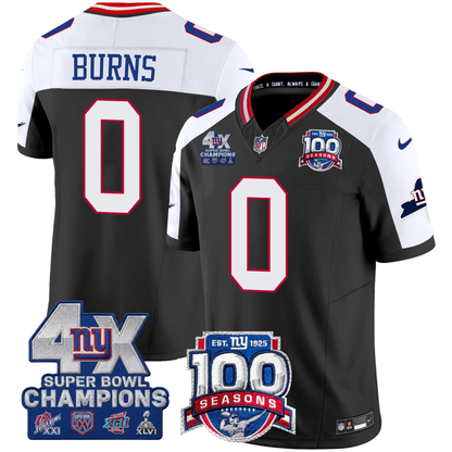 New York Giants 4X Champions & 100th Season Patch Vapor Limited Jersey - All Stitched