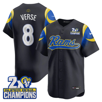 LAR Rivalry 2X Champions Patch Baseball Jersey - Stitched