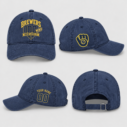 MIL 100 Wins Personalized Wash Hat - Printed