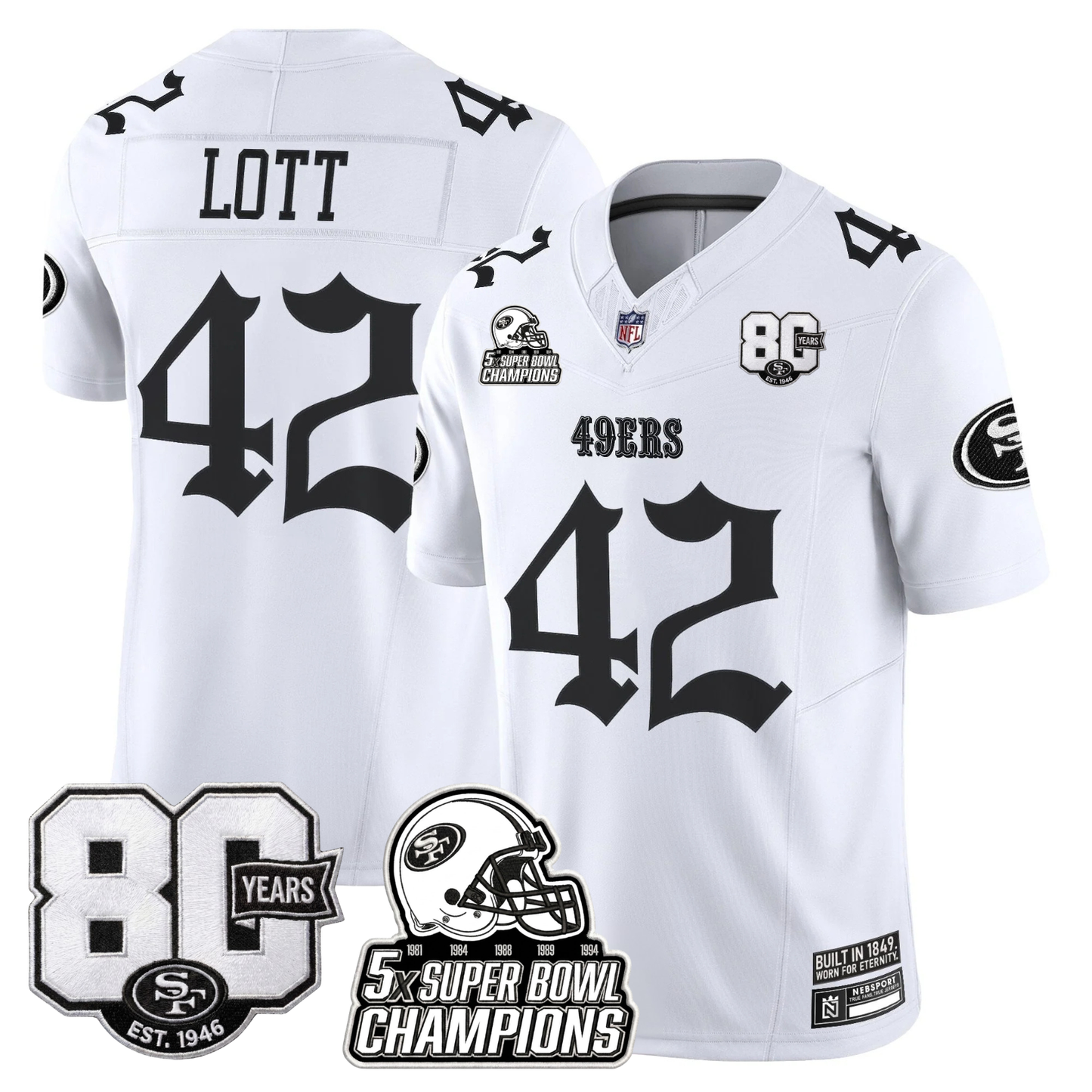 SF 'Fog City Gothic Edition' 80th Anniversary & 5X Champs Jersey - Stitched