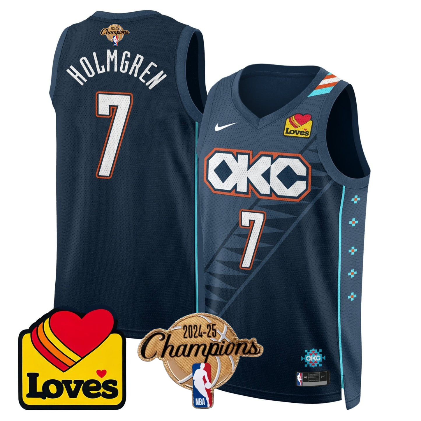The Thunder 2024-25 Champions Black Gold Jersey - All Stitched