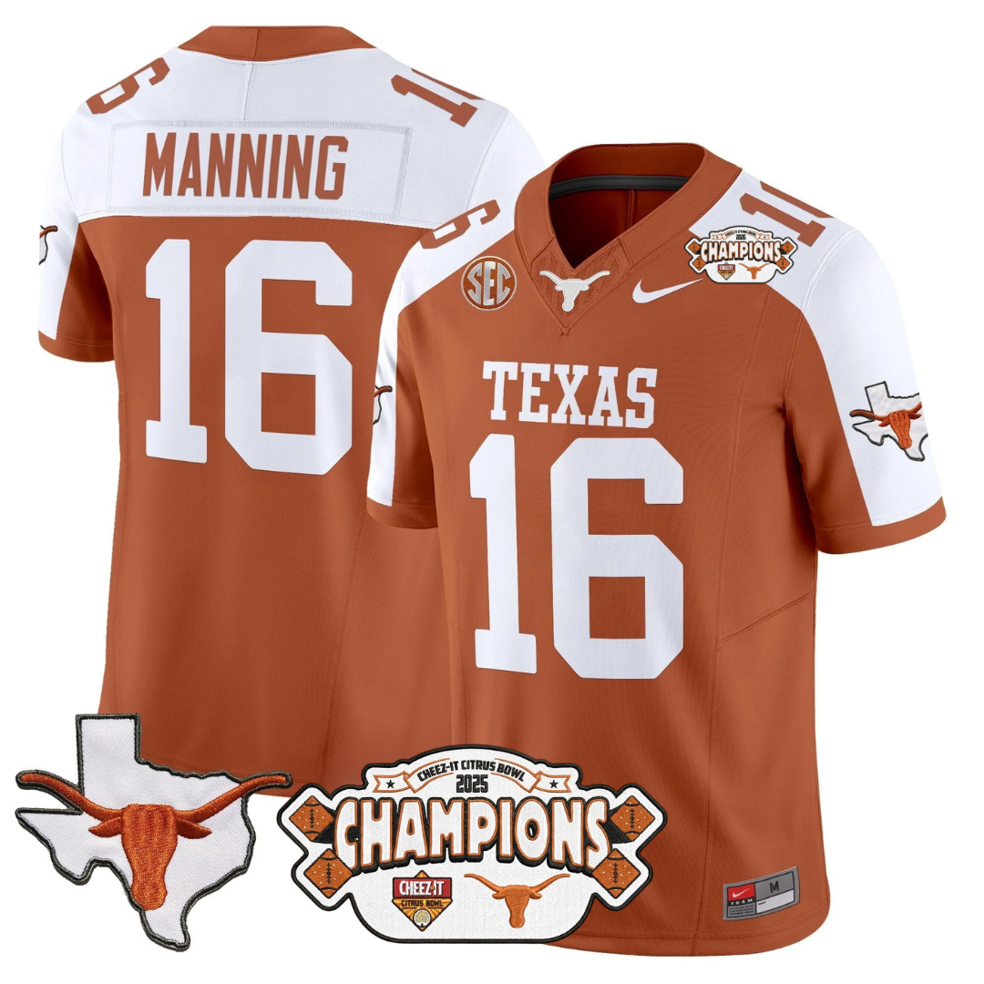 TEX 2025 State Map & Citrus Bowl Champions Patch Vapor Limited Jersey - All Stitched