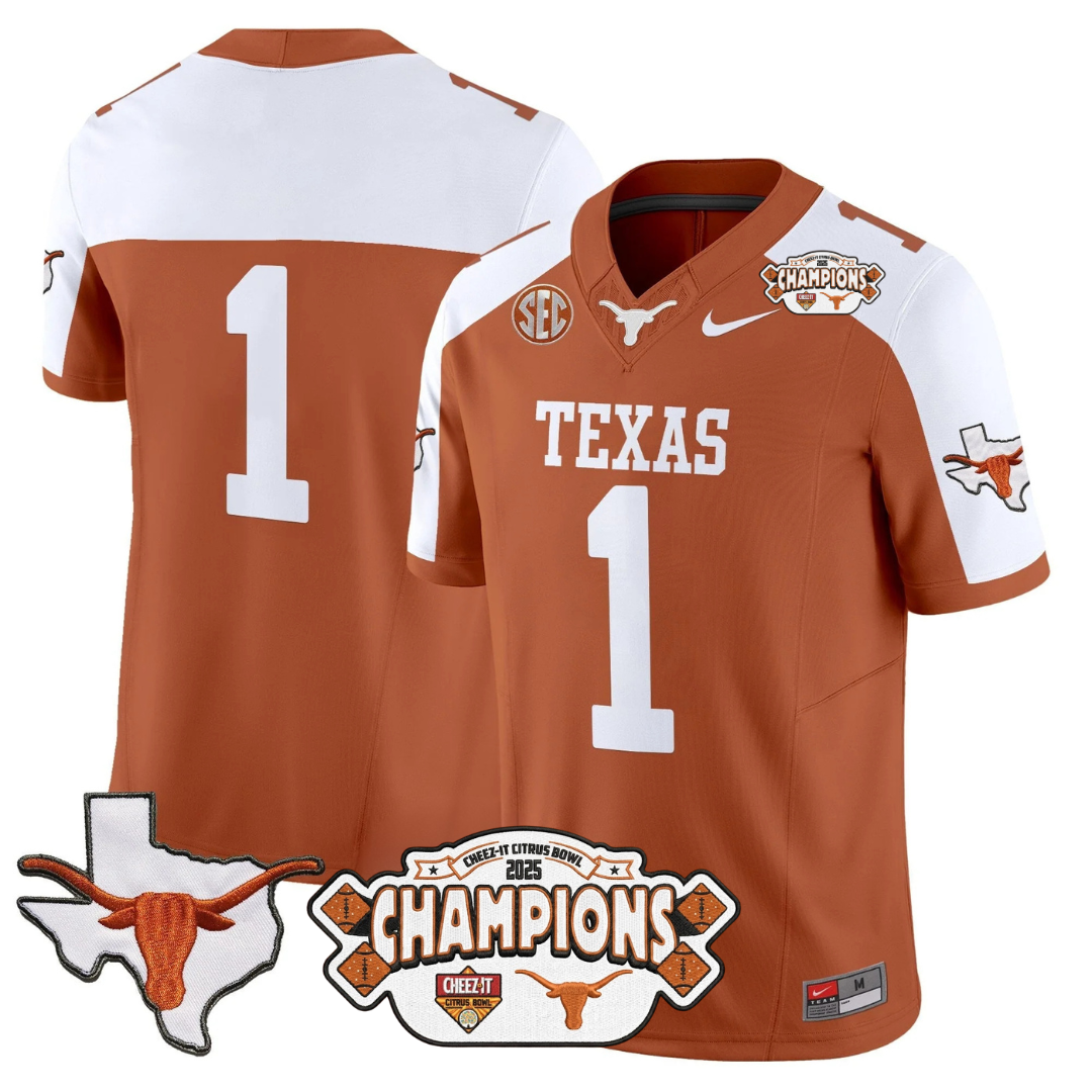 TEX 2025 State Map & Citrus Bowl Champions Patch Vapor Limited Jersey - All Stitched