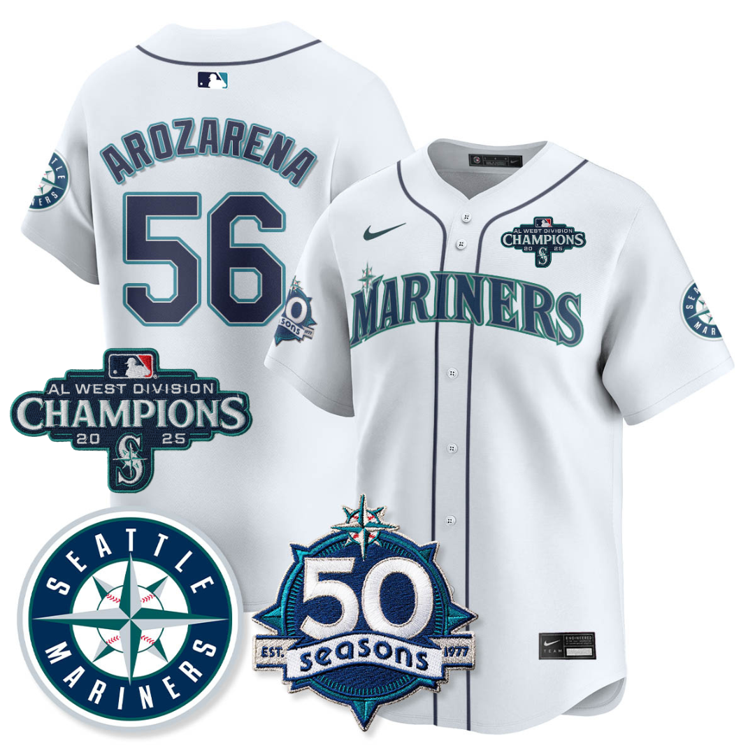 SEA Vapor Premier Limited Jersey - 50th Anniversary & AL West Division Champions - All Stitched White / Randy Arozarena