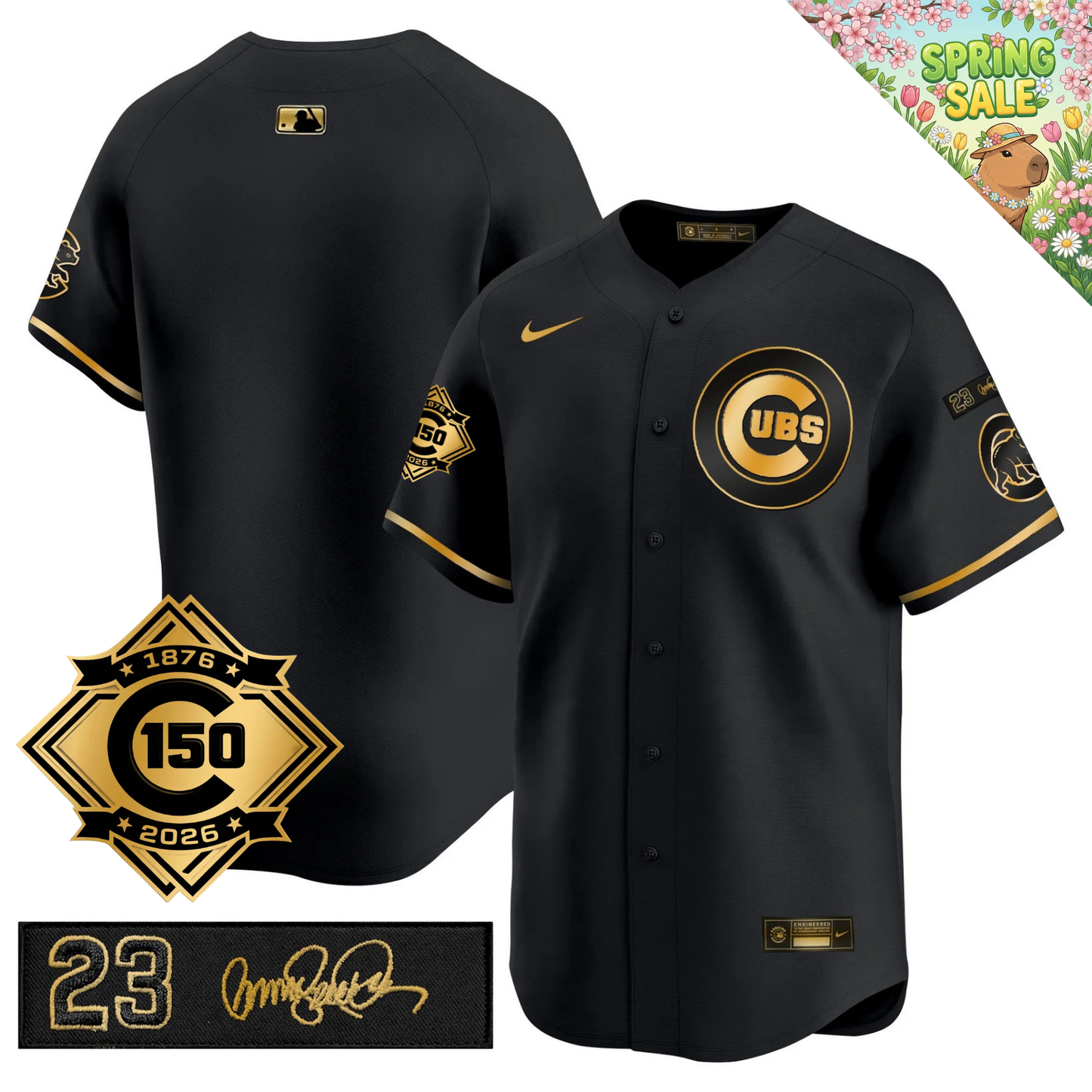 CHC 150th Anniversary & 'Ryne Sandberg Tribute' Patch Vapor Premier Limited Gold Jersey - All Stitched