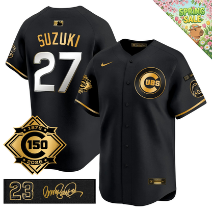 CHC 150th Anniversary & 'Ryne Sandberg Tribute' Patch Vapor Premier Limited Gold Jersey - All Stitched