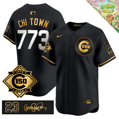 CHC 150th Anniversary & 'Ryne Sandberg Tribute' Patch Vapor Premier Limited Gold Jersey - All Stitched