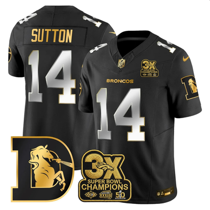 DEN 3x Champions Patch Throwback Gold Vapor Limited Jersey - Stitched