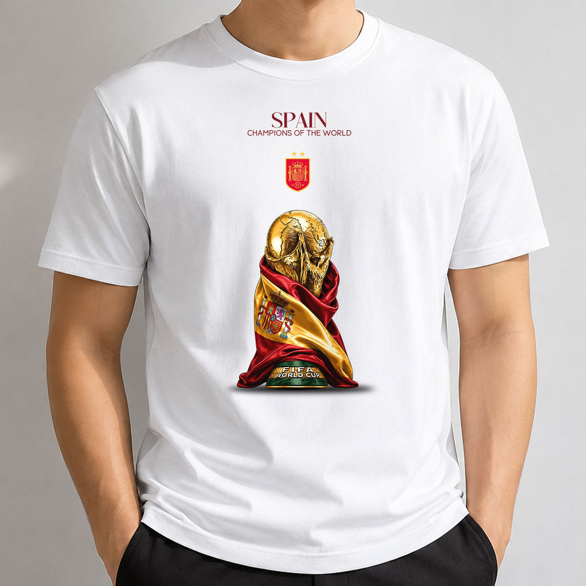 Spain 2026 Soccer Champions One Side Printed T-Shirt