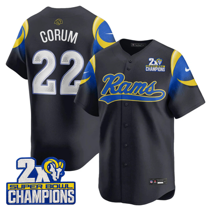 LAR Rivalry 2X Champions Patch Baseball Jersey - Stitched