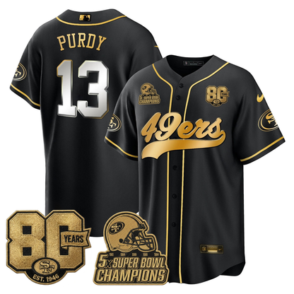 SF 80 Years & 5X Champs Vapor Baseball Jersey - Stitched