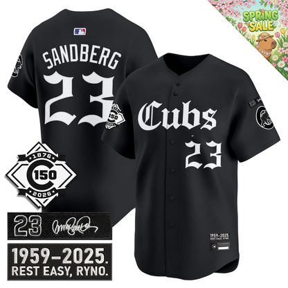 CHC 'Ryne Sandberg Tribute' & 150th anniversary patch Limited Gothic Jersey - All Stitched