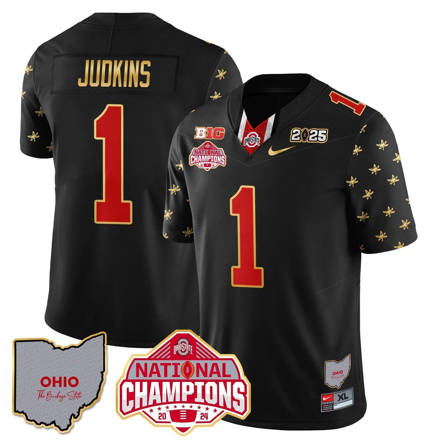 OSU 2025 CFP Patch - National Champions Gold Jersey - All Stitched