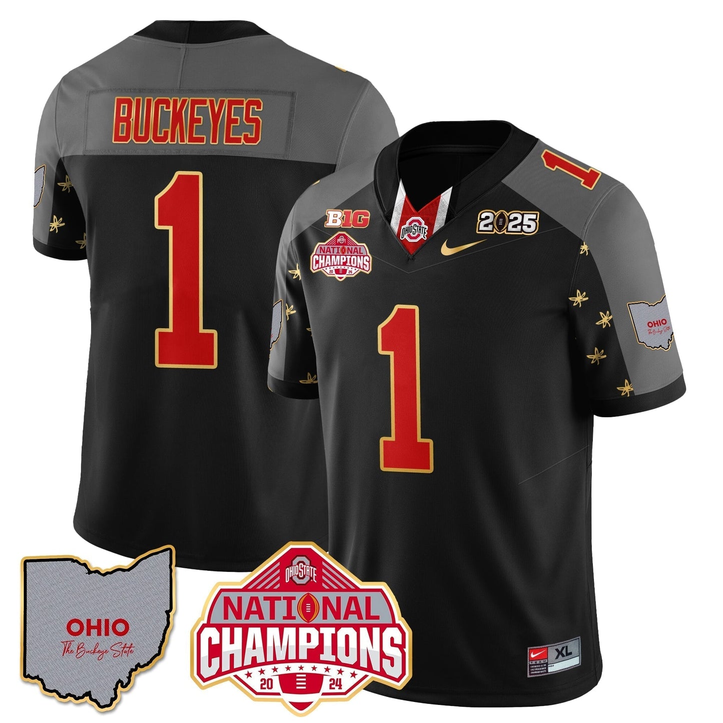 OSU 2025 CFP Patch - National Champions Gold Jersey - All Stitched