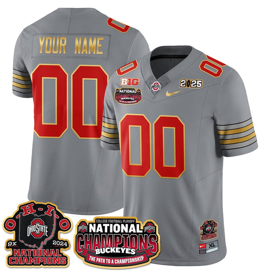Custom Gender/Name OSU 'Heritage Stripe' 2025 CFP Patch - National Champions Gold Custom Jersey N9 - Stitched