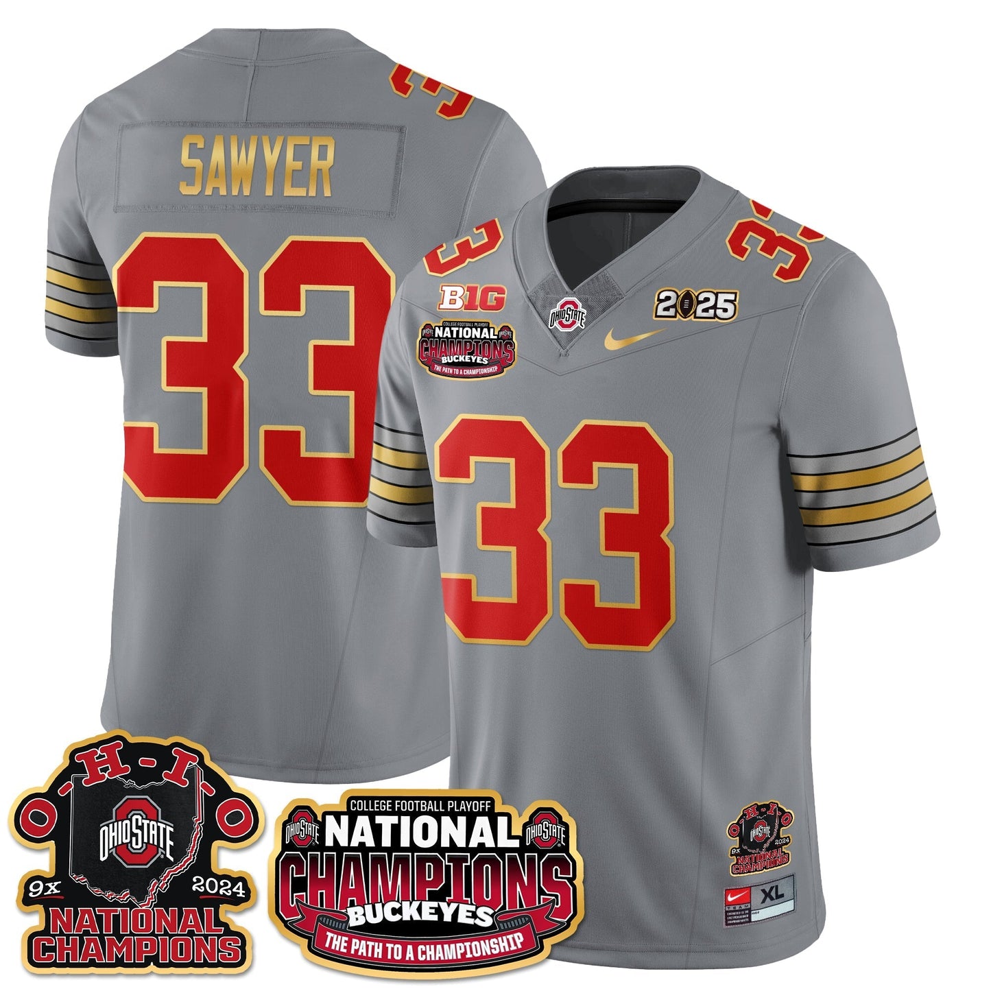 OSU 'Heritage Stripe' 2025 CFP Patch - National Champions Jersey N9 - All Stitched