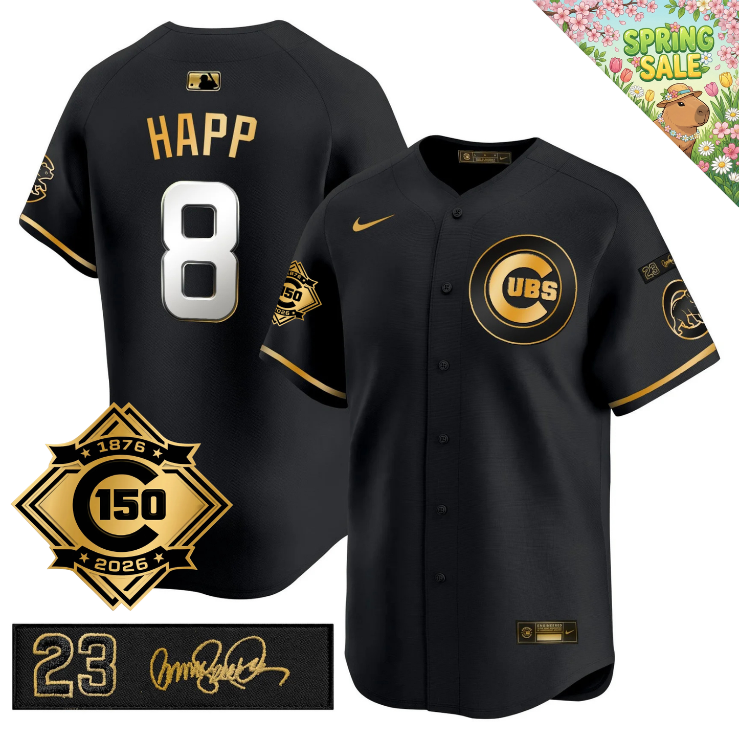CHC 150th Anniversary & 'Ryne Sandberg Tribute' Patch Vapor Premier Limited Gold Jersey - All Stitched