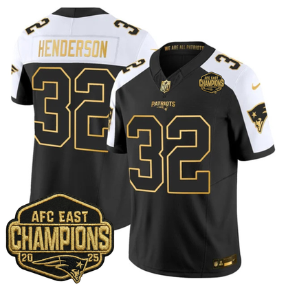 NE 2025 AFC East Champions Gold Vapor Limited Jersey - All Stitched