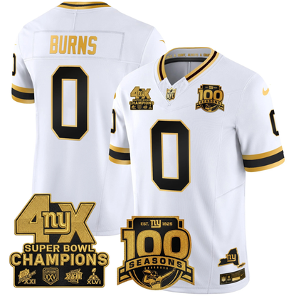 New York Giants 4X Champions & 100th Season Patch Vapor Limited Jersey - All Stitched