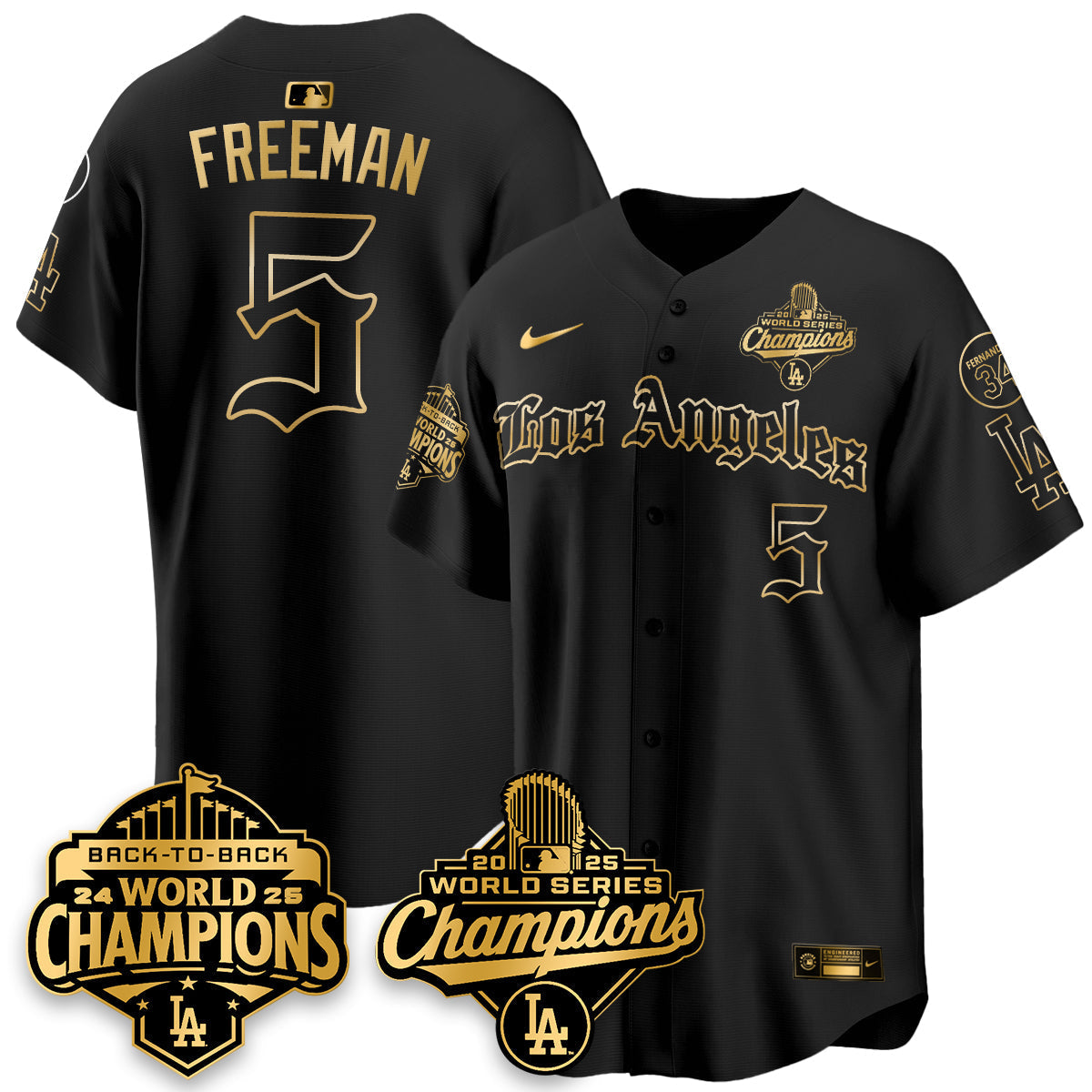 LAD 2025 World Series Champions Vapor Premier Limited Jersey - LA Gothic Edition - All Stitched N2