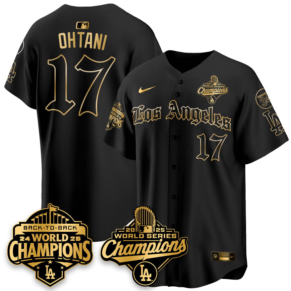 LAD 2025 World Series Champions Vapor Premier Limited Jersey - LA Gothic Edition - All Stitched N2