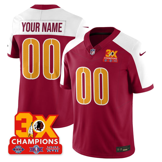 WAS 3-Time Champions Patch Vapor Limited Custom Jersey - Stitched