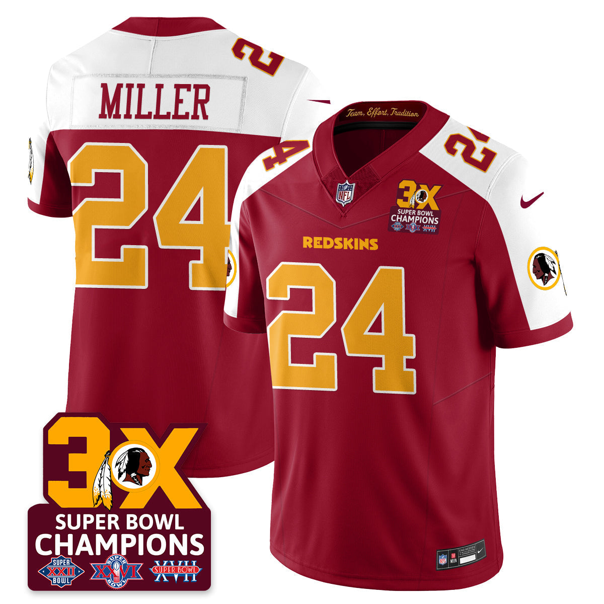 WAS 3-Time Champions Patch Vapor Limited Jersey - All Stitched