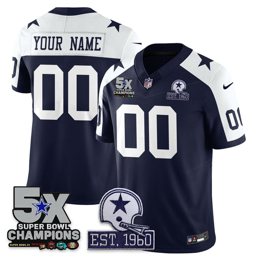 DAL 5-Time Champions Patch Vapor Limited Custom Jersey - Stitched
