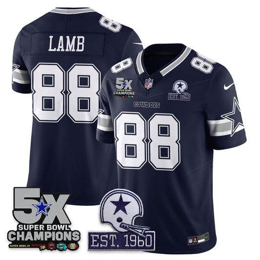 DAL 5-Time Champions Patch Vapor Limited Jersey - Stitched