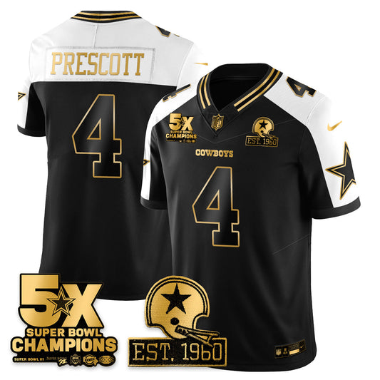 DAL 5-Time Champions Patch Vapor Limited Gold Jersey - Stitched
