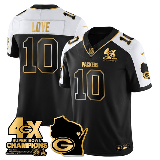 GB 4-Time Champions Patch Vapor Limited Gold Jersey - Stitched