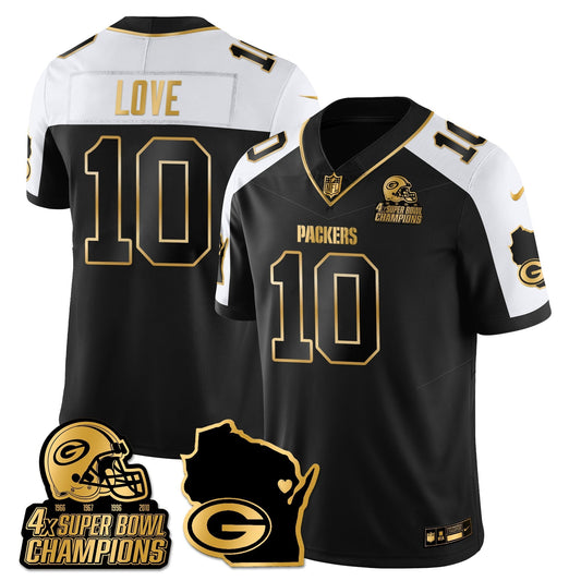 GB 4-Time Champions Patch Vapor Limited Gold Jersey - Stitched