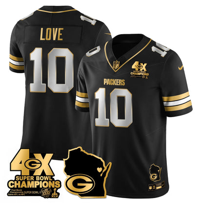 GB 4-Time Champions Patch Vapor Limited Gold Jersey - All Stitched