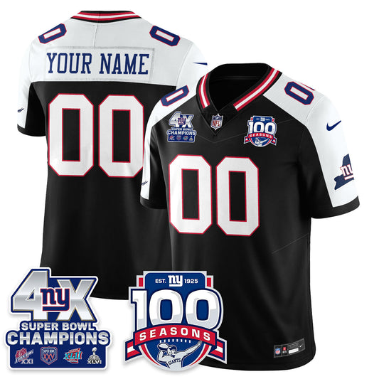 NYG 4-Time Champions Vapor Limited Custom Jersey- 100th Season - Stitched