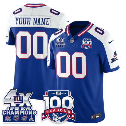 NYG 4-Time Champions Vapor Limited Jersey- 100th Season - All Stitched N1