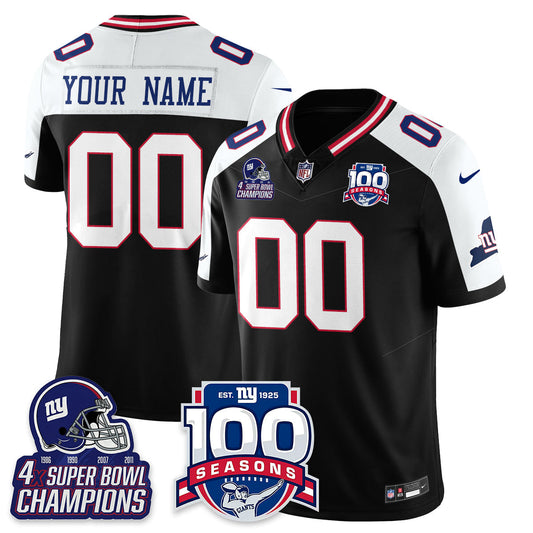 NYG 4-Time Champions Vapor Limited Custom Jersey- 100th Season - Stitched