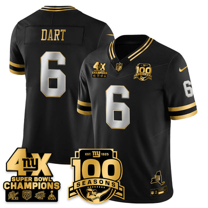 NYG 4-Time Champions Limited Gold Jersey- 100th Season - All Stitched