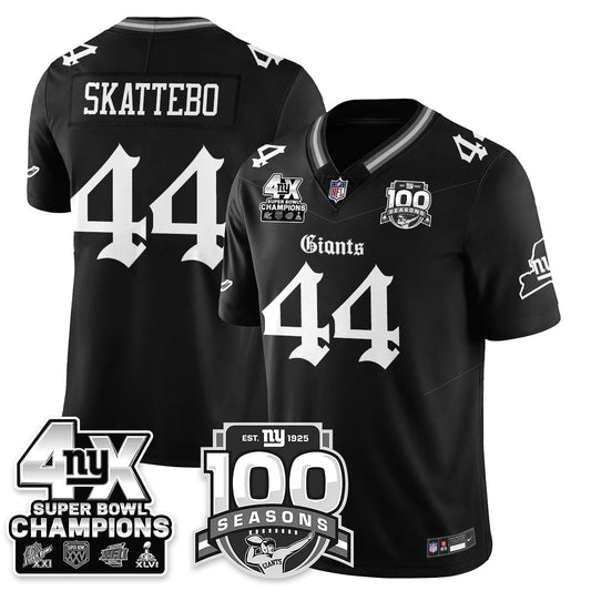 NYG 4-Time Champions Gothic Vapor Limited Jersey - 100th Seasons - Stitched