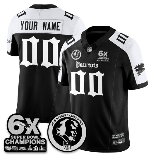 NE Gothic 6x Champions Patch Vapor Limited Custom Jersey - John Madden Patch - Stitched