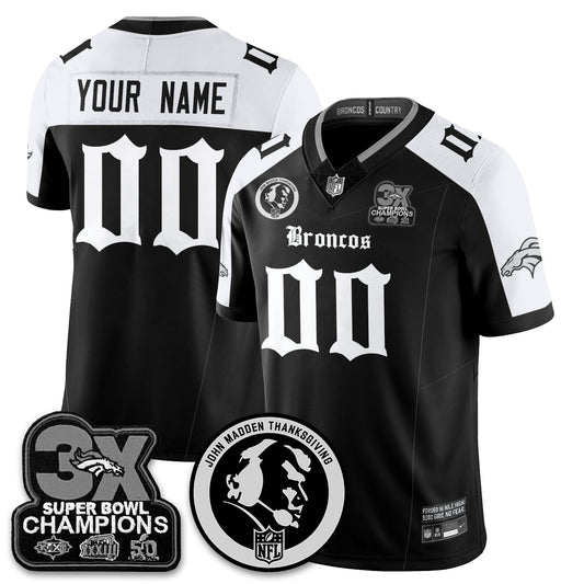 DEN Gothic 3x Champions Vapor Limited Custom Jersey - John Madden Patch - Stitched