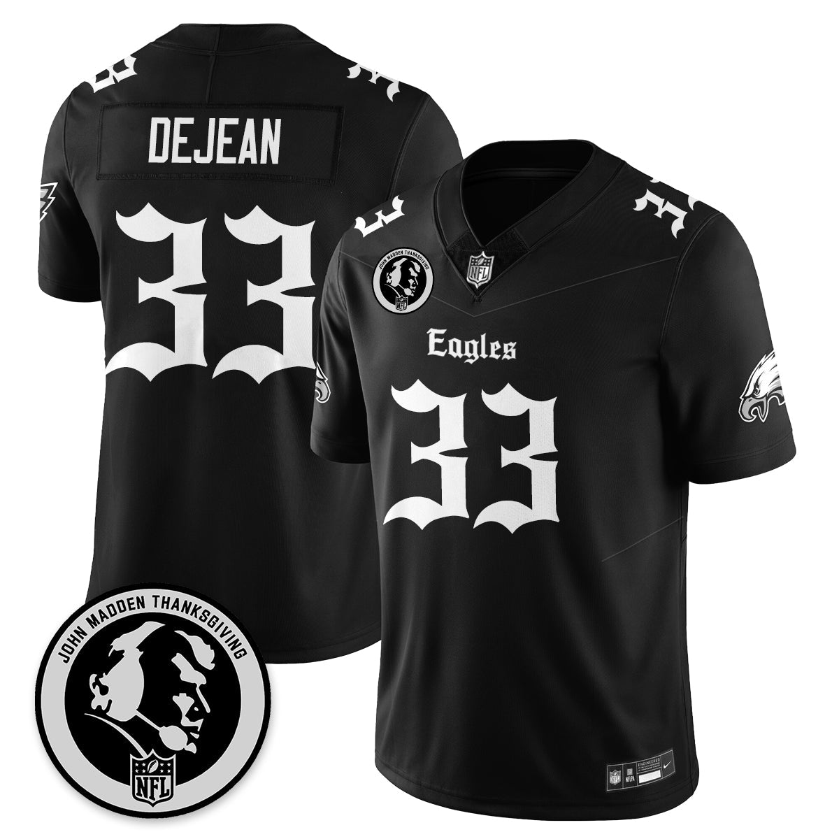 PHI Gothic Vapor Limited Jersey - John Madden Patch - All Stitched