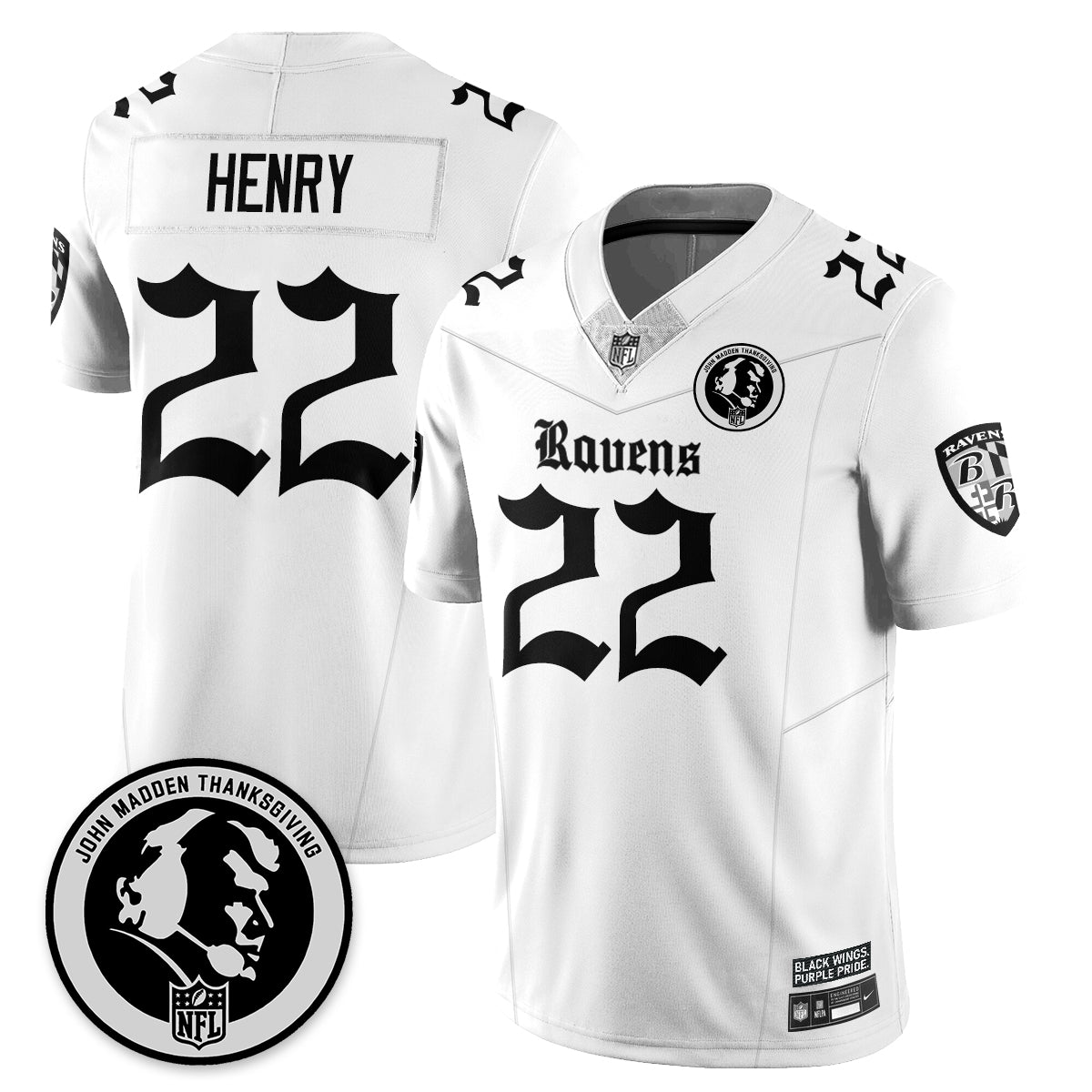 BAL Gothic Vapor Limited Jersey - John Madden Patch - All Stitched