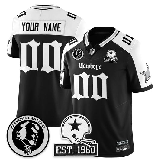 DAL Gothic Vapor Limited Custom Jersey - John Madden Patch - Stitched