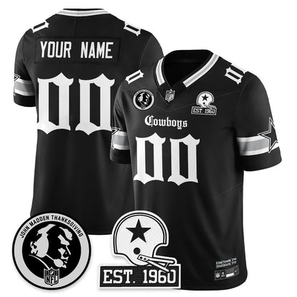DAL Gothic Vapor Limited Custom Jersey - John Madden Patch - All Stitched