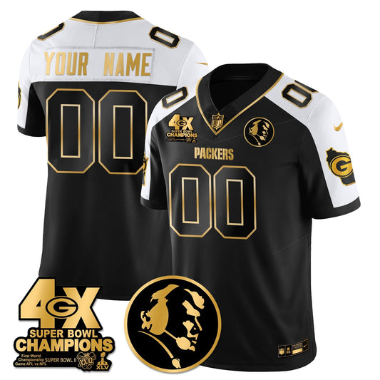 GB 4-Time Champions Vapor Limited Gold Custom Jersey - John Madden Patch - Stitched
