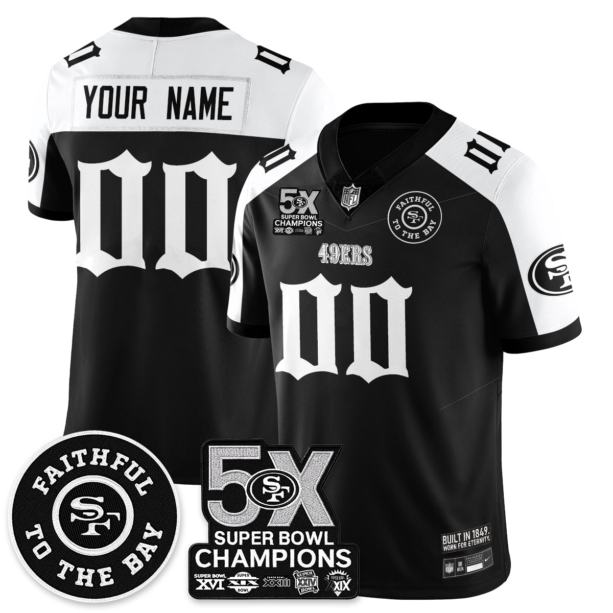 SF 5-Time Champions Gothic Vapor Limited Custom Jersey - All Stitched