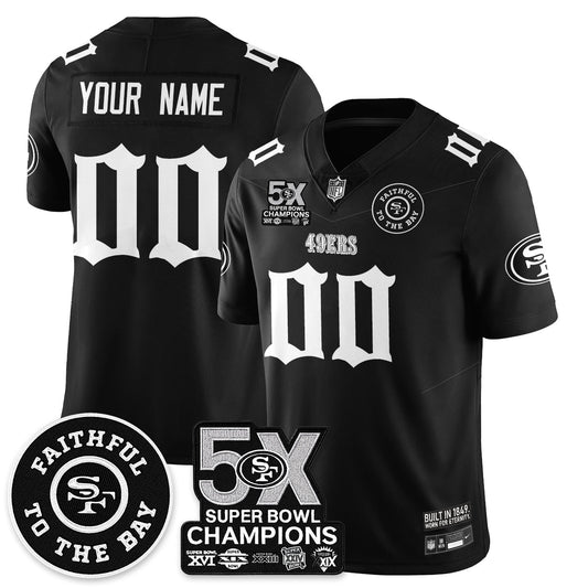 SF 5-Time Champions Gothic Vapor Limited Custom Jersey - Stitched