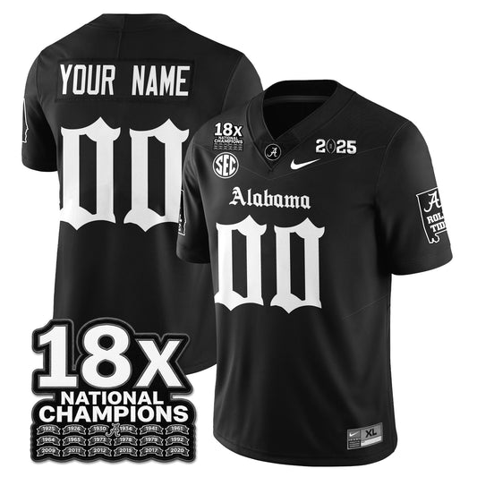 Custom BAMA 18x-Time National Champions Gothic Vapor Limited Jersey - Stitched